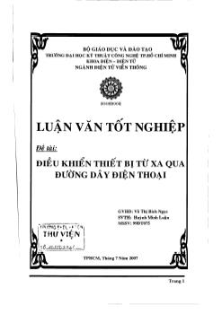 Luận văn Điều khiển thiết bị từ xa qua đường dây điện thoại