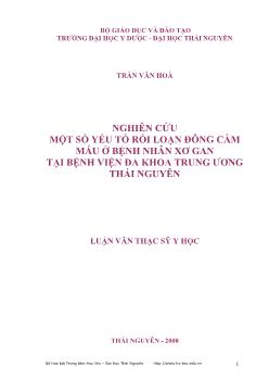 Luận văn Nghiên cứu một số yếu tố rối loạn đông cầm máu ở bệnh nhân xơ gan tại bệnh viện đa khoa trung ương Thái Nguyên