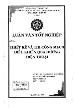 Luận văn Thiết kế và thi công mạch điều khiển qua đường điện thoại