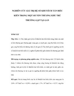Nghiên cứu giá trị hệ số khuyếch tán biểu kiến trong một số tổn thương khu trú thường gặp tại gan