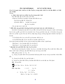 Ôn tập môn học xử lý nước thải