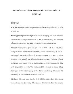 Phản ứng lao tố IDR trong chẩn đoán và điều trị bệnh lao
