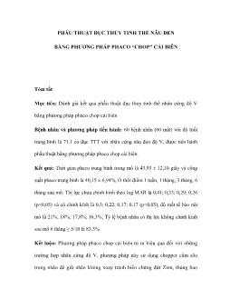 Phẫu thuật đục thủy tinh thể nâu đen bằng phương pháp phaco “chop” cải biên