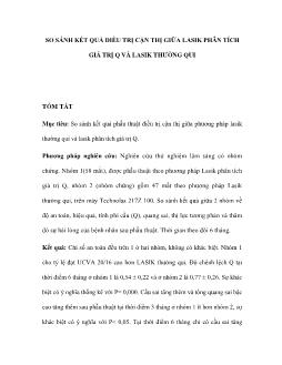So sánh kết quả điều trị cận thị giữa lasik phân tích giá trị Q và lasik thường qui