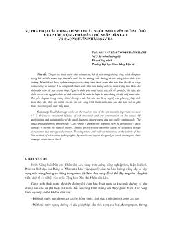 Sự phá hoại các công trình thoát nước nhỏ trên đường ôtô của nước cộng hoà dân chủ nhân dân Lào và các nguyên nhân gây ra