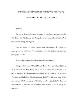 Thực trạng môi trường y tế khu vực miền trung tây nguyên qua kết quả quan trắc