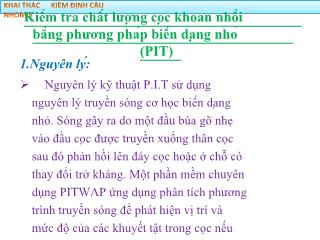 Thuyết trình Khai thác kiểm định cầu - Các phương pháp đánh giá sức chịu tải và các phương pháp kiểm tra chất lượng Bê tông cọc khoan nhồi