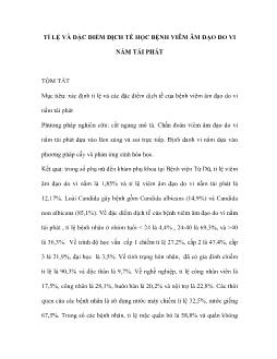 Tỉ lệ và đặc điểm dịch tễ học bệnh viêm âm đạo do vi nấm tái phát
