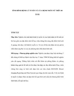 Tình hình bệnh lý tuyến vú của bệnh nhân nữ trên 40 tuổi