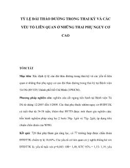 Tỷ lệ đái tháo đường trong thai kỳ và các yếu tố liên quan ở những thai phụ nguy cơ cao