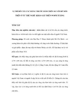 Vị trí bờ cắn các răng trước hàm trên so với bờ môi trên ở tư thế nghỉ khảo sát trên 99 đối tượng