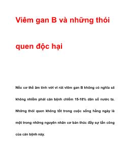 Viêm gan B và những thói quen độc hại