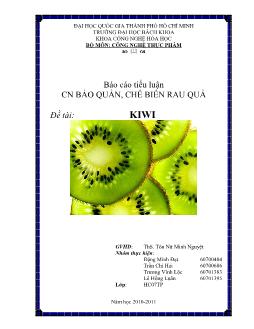 Đề tài Công nghệ chế biến và bảo quản Kiwi