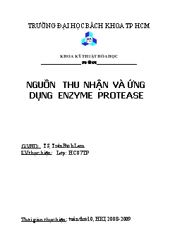 Đề tài Nguồn thu nhận và ứng dụng enzyme protease