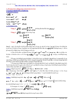 Chuyên đề ôn thi Đại học: Phương trình - Bất phương trình - Hệ phương trình vô tỷ