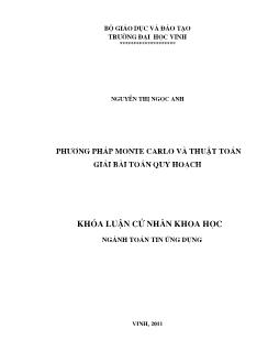 Khóa luận Phương pháp Monte Carlo và thuật toán giải bài toán quy hoạch