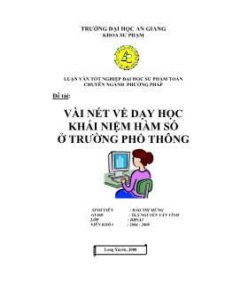 Luận văn Vài nét về dạy học khái niệm hàm số ở trường phổ thông