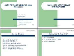 Bài giảng Các dịch vụ mạng Windows 2000