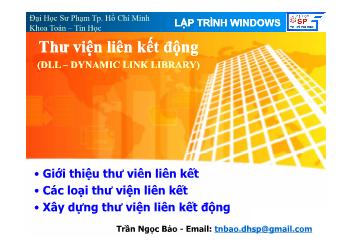 Bài giảng Thư viện liên kết động (DLL – dynamic link library )