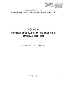 Báo cáo Hội nghị tổng kết công tác khoa học công nghệ giai đoạn 2005 - 2010