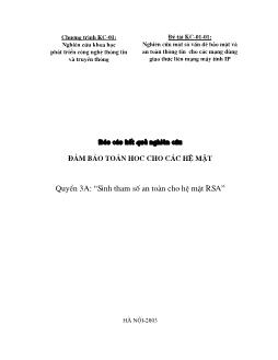 Đề tài Sinh tham số an toàn cho hệ mật RSA