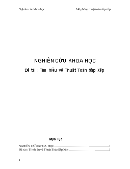 Đề tài Tìm hiểu về thuật toán sắp xếp