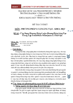 Đề tài Ứng dụng phương pháp luận - Phương pháp sáng tạo trong lập trình phần mềm quản lí thư viện