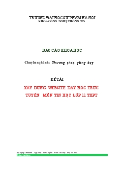 Đề tài Xây dựng website dạy học trực tuyến môn tin học lớp 11 THPT