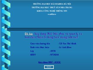 Đồ án Xây dựng Web Site phục vụ quản lý và bán điện thoại di động trên mạng Internet
