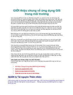 Giới thiệu chung về ứng dụng GIS trong môi trường