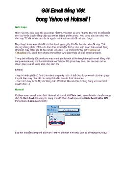 Gửi email tiếng Việt trong Hotmail và Yahoo