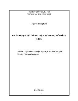 Khóa luận Phân đoạn từ tiếng việt sử dụng mô hình CRFs