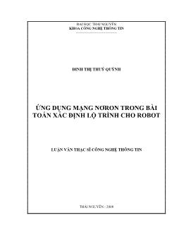 Luận văn Ứng dụng mạng nơron trong bài toán xác định lộ trình cho robot