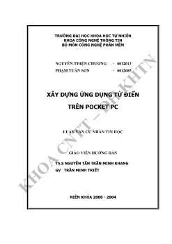 Luận văn Xây dựng ứng dụng từ điển trên pocket pc