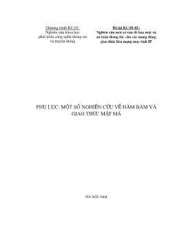 Một số nghiên cứu về hàm băm và giao thức mật mã