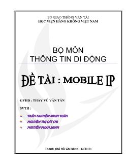 Tiểu luận Thông tin di động - Mobile IP