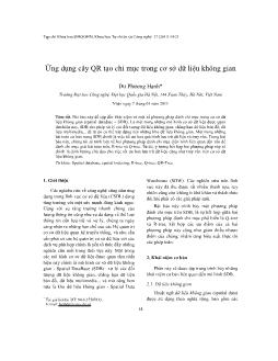 Ứng dụng cây QR tạo chỉ mục trong cơ sở dữ liệu không gian