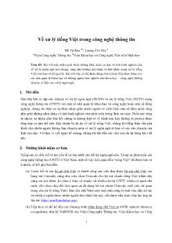 Về xử lý tiếng Việt trong công nghệ thông tin