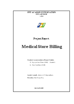 Đề tài Medical Store Billing