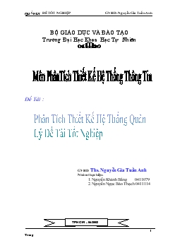 Đề tài Phân tích thiết kế hệ thống quản lý đề tài tốt nghiệp