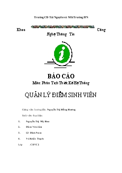 Đề tài Phân tích thiết kế hệ thống quản lý điểm sinh viên