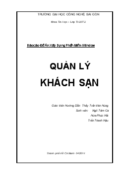 Đồ án Xây dựng phần mềm window - Quản lý khách sạn