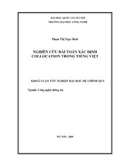 Khóa luận Nghiên cứu bài toán xác định collocation trong tiếng Việt