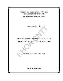 Khóa luận Phương pháp thêm dấu tiếng Việt vào bản tiếng Việt không dấu