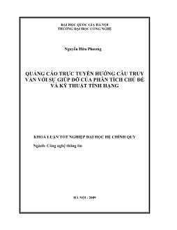 Khóa luận Quảng cáo trực tuyến hướng câu truy vấn với sự giúp đỡ của phân tích chủ đề và kỹ thuật tính hạng