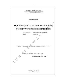 Luận văn Tích hợp GIS và ảnh viễn thám hỗ trợ quản lý vùng ven biển Hải Phòng
