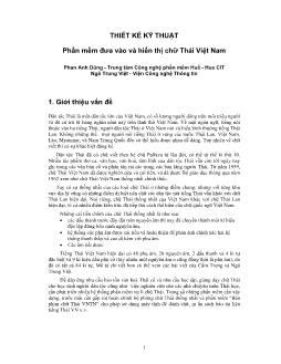 Thiết kế kỹ thuật - Phần mềm đưa vào và hiển thị chữ Thái Việt Nam