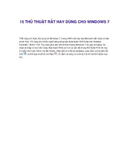 15 thủ thuật rất hay dùng cho windows 7