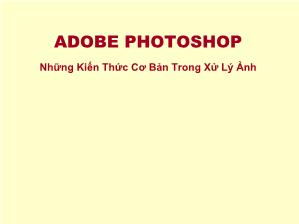 Adobe photoshop - Những kiến thức cơ bản trong xử lý ảnh