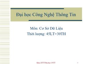 Bài giảng Cơ sở dữ liệu